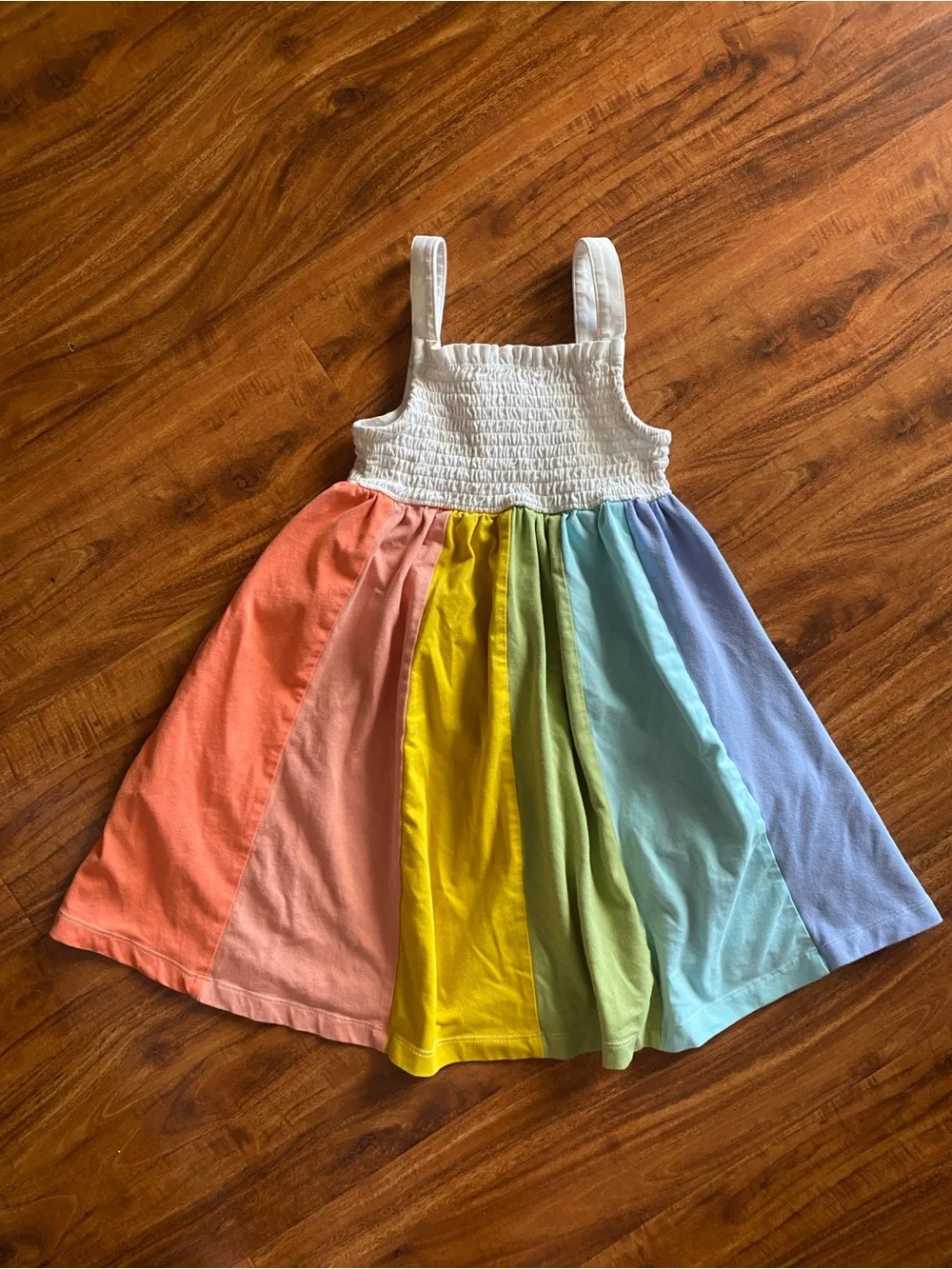 Hanna Andersson Girls Sleeveless Smock Rainbow Sundress Size 5 Girly Cottagecore